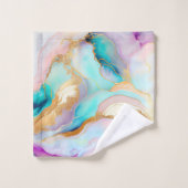 Pastelmarmorfarbe abstrakter Glitzer Kunst Badhandtuch Set (Waschlappen)
