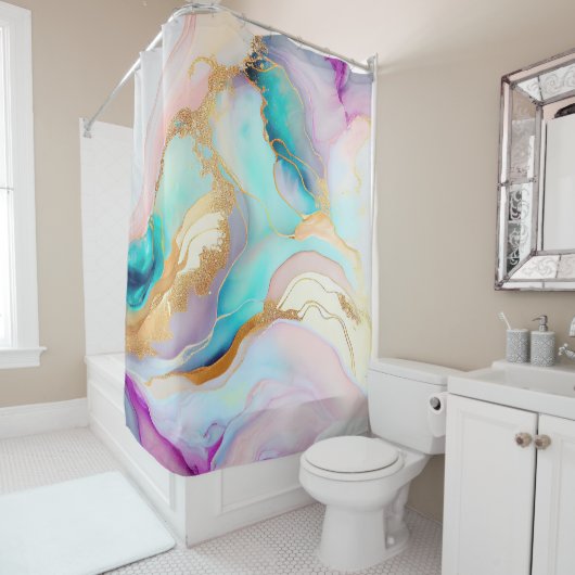 Pastelmarmorfarbe abstrakter Glitzer Kunst Duschvorhang (Beispiel)