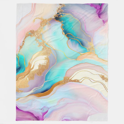 Pastelmarmorfarbe abstrakter Glitzer Kunst Fleecedecke (Vorderseite)