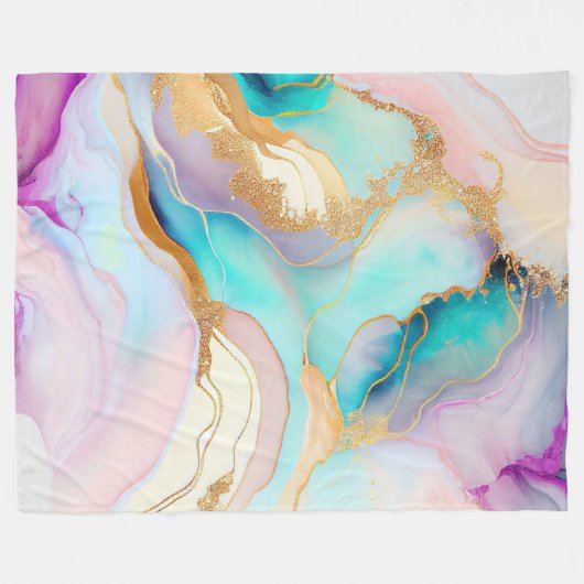 Pastelmarmorfarbe abstrakter Glitzer Kunst Fleecedecke (Vorderseite (Horizontal))