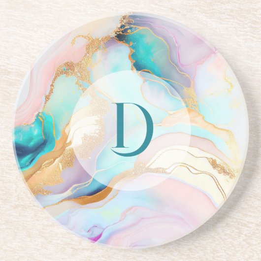 Pastelmarmorfarbe abstrakter Glitzer Kunst Getränkeuntersetzer (Vorne)