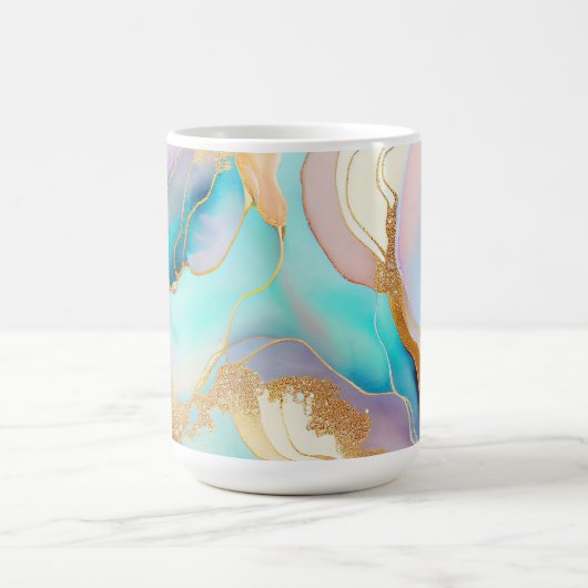 Pastelmarmorfarbe abstrakter Glitzer Kunst Kaffeetasse (Mittel)