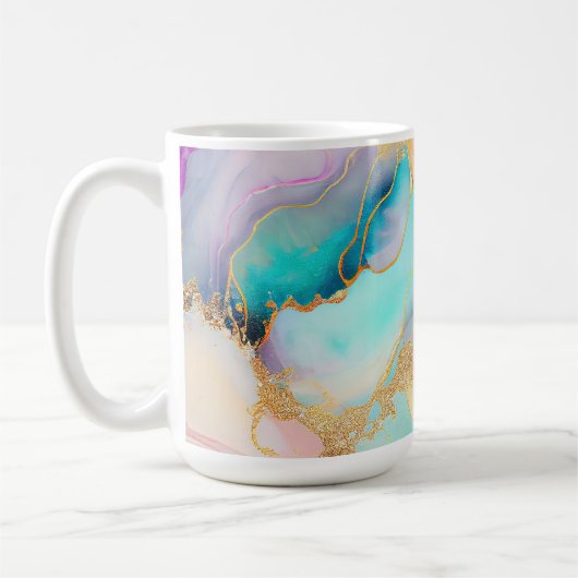 Pastelmarmorfarbe abstrakter Glitzer Kunst Kaffeetasse (Links)