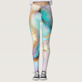 Pastelmarmorfarbe abstrakter Glitzer Kunst Leggings (Vorderseite)