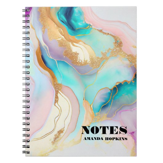 Pastelmarmorfarbe abstrakter Glitzer Kunst Notizblock (Vorderseite)