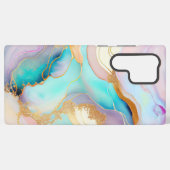 Pastelmarmorfarbe abstrakter Glitzer Kunst Samsung Galaxy Hülle (Rückseite (Horizontal))