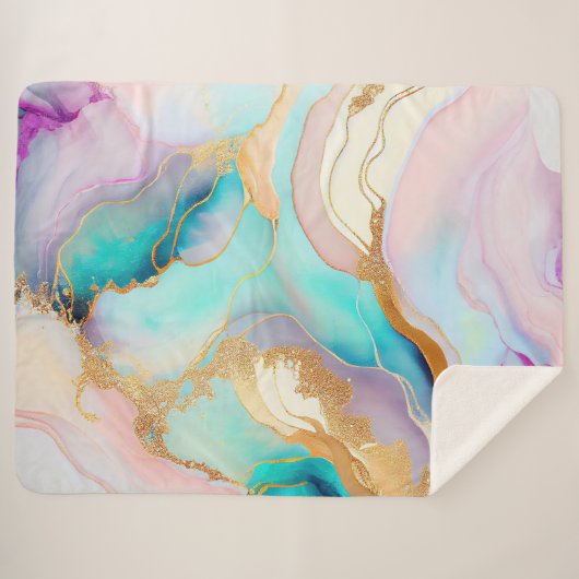 Pastelmarmorfarbe abstrakter Glitzer Kunst Sherpadecke (Vorderseite (Horizontal))