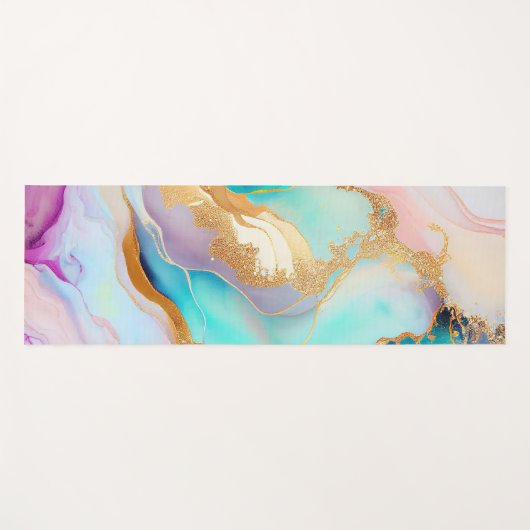 Pastelmarmorfarbe abstrakter Glitzer Kunst Yogamatte (Vorderseite (Horizontal))