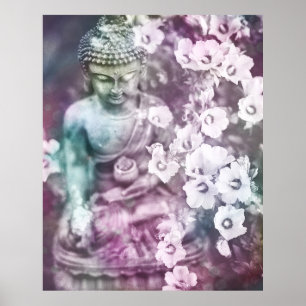 *~* Pastelmediation Zen Buddha Meditat Blume Poster