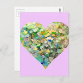 Pastelmeerglasherz in rosa postkarte (Vorne/Hinten)