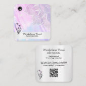 *~* Pastelmoon QR-Code Mandala Foil Blume Quadratische Visitenkarte (Vorne/Hinten)