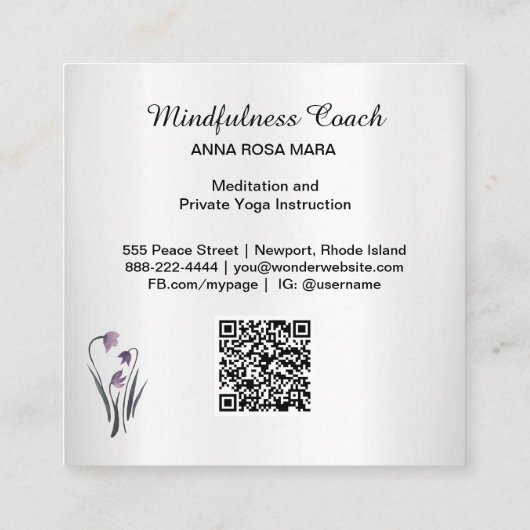 *~* Pastelmoon QR-Code Mandala Foil Floral Squar Quadratische Visitenkarte (Rückseite)