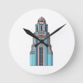 Pastelner Uhrturm: Art Deco Entzückung Aufkleber Runde Wanduhr (Vorderseite)