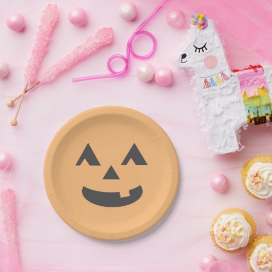 Pastelorange Jack-o-Laterne-Halloween-Party Pappteller (Party)