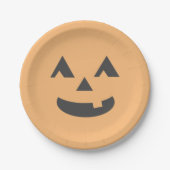 Pastelorange Jack-o-Laterne-Halloween-Party Pappteller (Vorderseite)