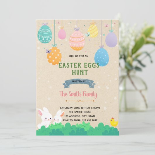 Pastelosterische Party Einladung (Stehend Vorderseite)