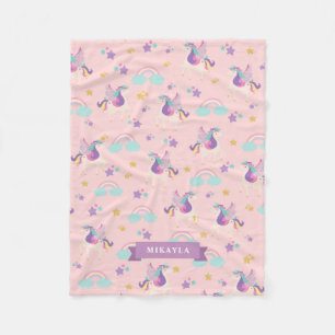 Pastelpink   Niedliches Regenbogen-Einhornmuster Fleecedecke