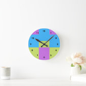 Pastelrino Moderner Farbblock Runde Wanduhr (Zuhause)