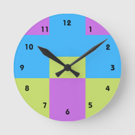 Pastelrino Moderner Farbblock Runde Wanduhr