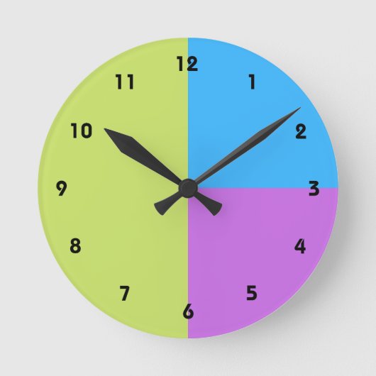 Pastelrino Moderner Farbblock Runde Wanduhr (Vorderseite)