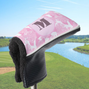 Pastelrosa, blütenfarbene, kundengebundene Monogra Golf Headcover