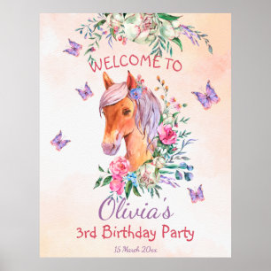 Pastelrosa Kindermädchen Geburtstagsparty Poster