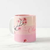 Pastelrosa Kirschblüte Tasse (Vorderseite Links)