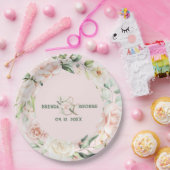 Pastelrosa Rosen Wasserfarbenkranz Pappteller (Party)