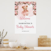 Pastelrosa Tutu Ballerina Teddybär Willkommen Poster (Küche)