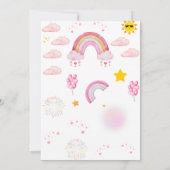 Pastelrosa Wasserfarbe niedliches Regenbogenmädche Einladung (Rückseite)