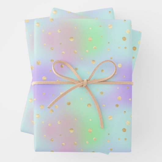 Pastels and Gold Glitter Design Geschenkpapier Set (Beispiel)