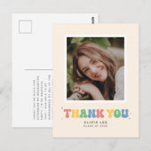 Pastels Groovy Retro Abschluss Danke Postcard Postkarte (Vorne/Hinten)