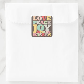 Pastels Liebe Peace Joy & Baby Kisses 1. Weihnacht Quadratischer Aufkleber