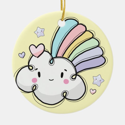 Pastels Rainbow Baby Stars & Hearts Personal Keramik Ornament (Vorne)