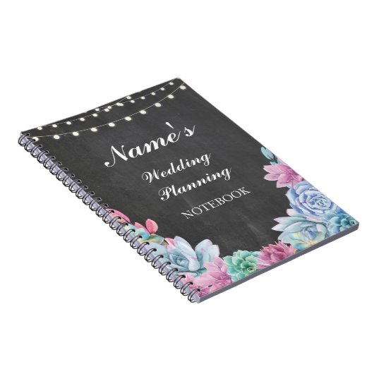 Pastels Succulents Notebook Wedding Planning Notes Notizblock (Rechte Seite)