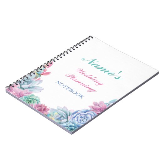 Pastels Succulents Notebook Wedding Planning Notes Notizblock (Linke Seite)