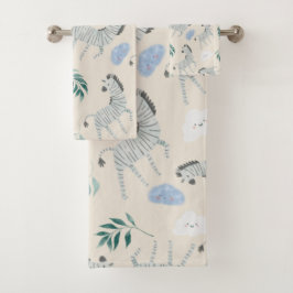 Pastelsafari zebra Tiermuster Kinderzimmer pink Badhandtuch Set