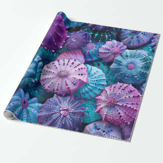 Pastelsee Urchins Aquamarin und Lila Geschenkpapier