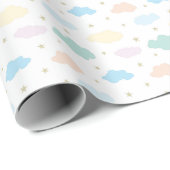 Pastelstars und Wolken Geschenkpapier (Rolleneckpunkt)