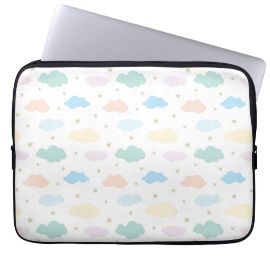 Pastelstars und Wolken Laptopschutzhülle (Vorderseite)