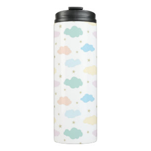 Pastelstars und Wolken Thermosbecher