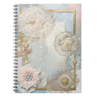 Pasteltorte in Blüten und girly Barockdekoration Notizblock