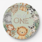 PastelTropical Wild One Jungle Safari Tiere Pappteller (Vorderseite)