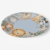 PastelTropical Wild One Jungle Safari Tiere Pappteller (Schrägansicht)