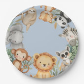 PastelTropical Wild One Jungle Safari Tiere Pappteller (Vorderseite)