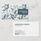 Pastelvögel tropisches Blumenmuster minimalistisch Visitenkarte (Vorne/Hinten)
