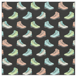 Pastelwanderstiefel auf Gemustertem Schwarz Stoff