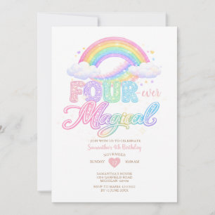 Pastelwolke Magischer Regenbogen 4. Geburtstag Einladung