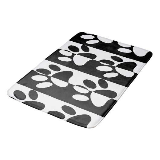 Pasten und Streifen für Hunde, schwarz und weiß Badematte (Schrägansicht)