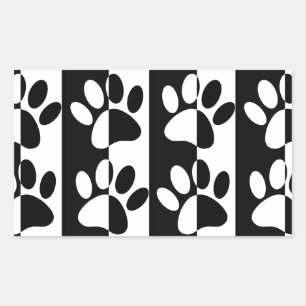 Pasten und Streifen für Hunde, schwarz und weiß Rechteckiger Aufkleber